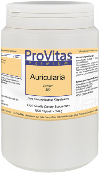 Auricularia Extrakt à 250mg + Nano-Kolloide 1000 vegane Kapseln