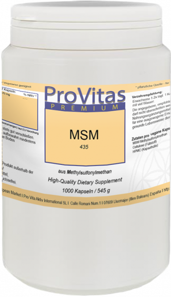 MSM 435 mg, 1000 Kaps. vega, Bulkware