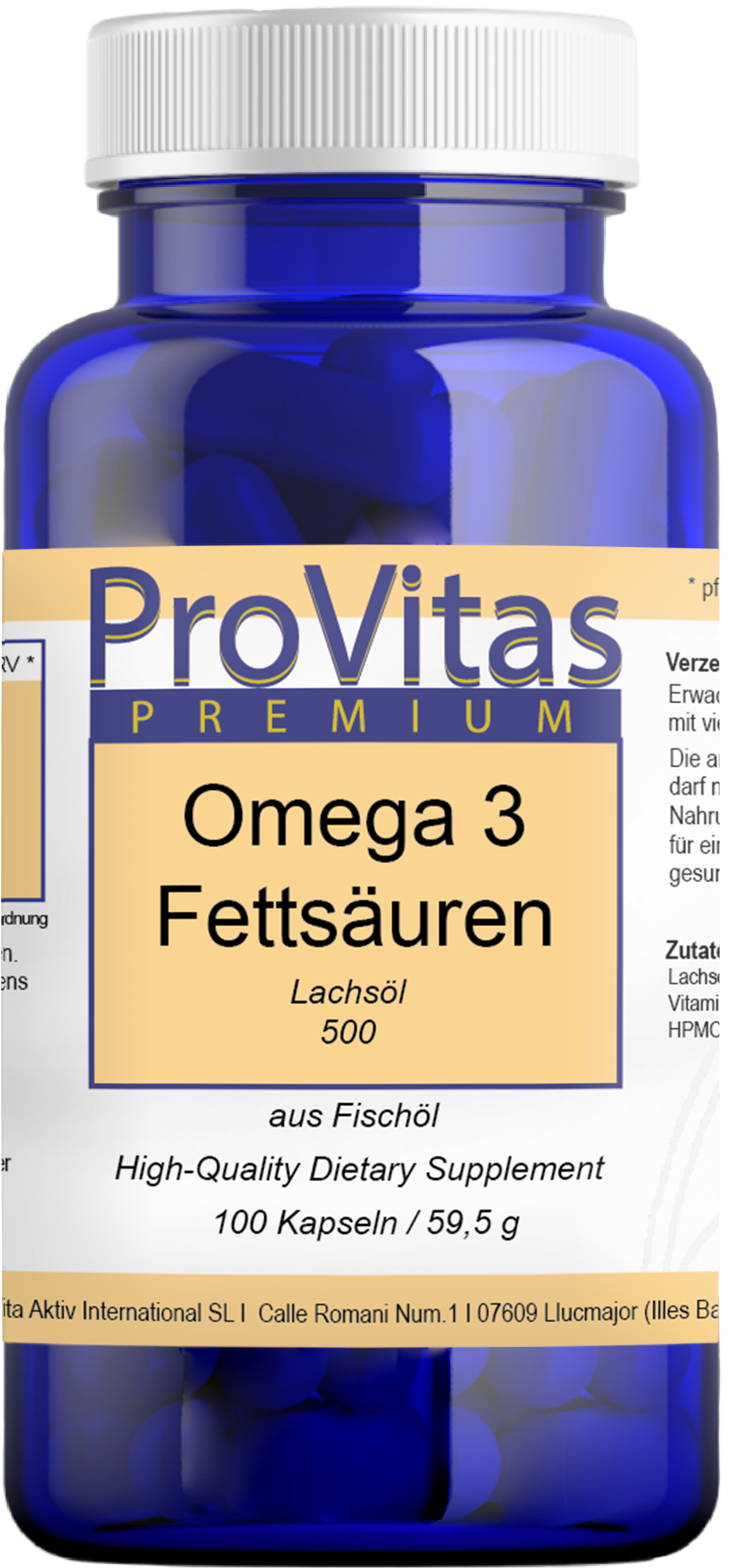 Omega 3 fatty acids salmon oil 500mg 100 capsules Pro Vita AKTIV