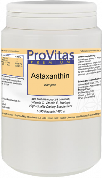 Astaxanthin Complex with VitC + E Moringa 400mg 1000 vegan capsules