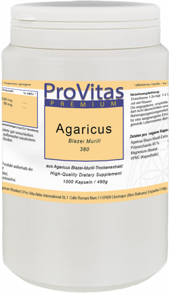 Agaricus blazei M., 380 mg, extract, 1000 V-caps. Bulk