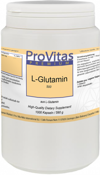 L glutamine á 500mg 1000 vegan capsules