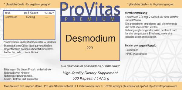 Desmodium á 220mg 500 capsules vegan