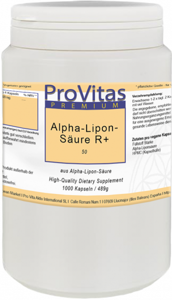 Alpha Liponsäure R+, 50 mg, 1000 Vega Kps. Bulkware