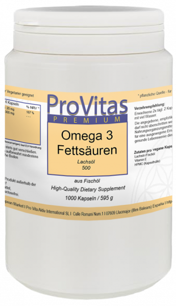 Omega 3 fatty acids salmon oil 500mg 1000 capsules