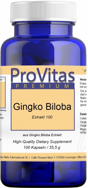 Gingko Biloba Extrakt 50:1, 100 mg, 100 Vega Kps.