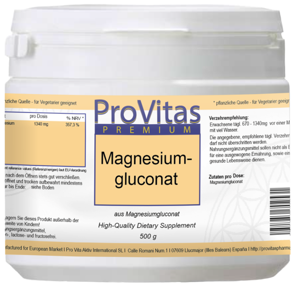 Magnesium Gluconat 500 Gramm Pulver