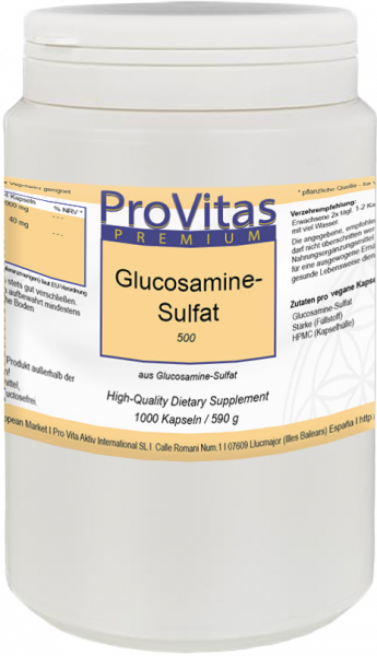 Glucosamine Sulfat 500mg 1000 Kapselnvegan
