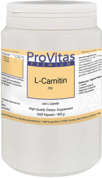 L Carnitin 250mg 1000 vegane Kapseln