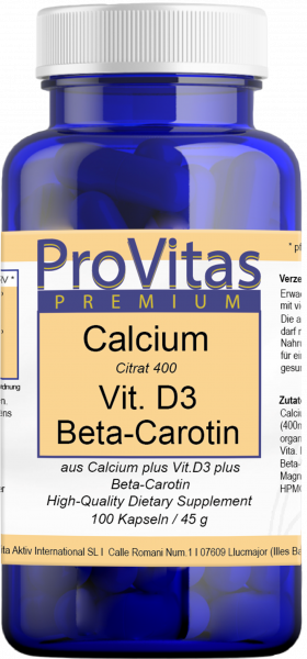 Calcium Citrate Vit D3 Beta Carotene á 450mg 100 vegan caps