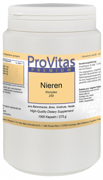 Nieren Komplex, á 250 mg, 1000 Vega Kps., Bulk