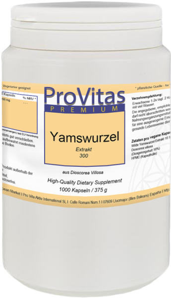 Yams Wurzel Extrakt 300mg 1000 vegane Kapseln