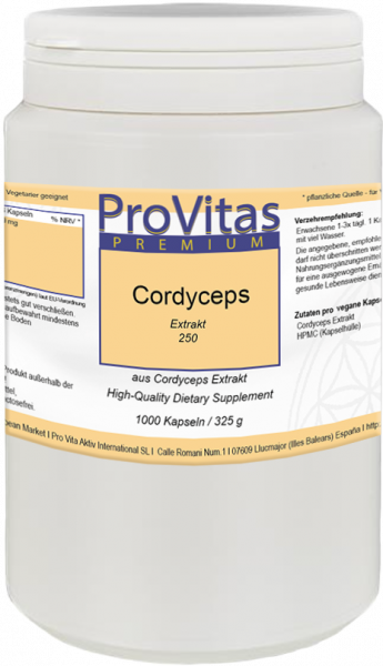 Cordyceps extract á 250mg 1000 vegan capsules