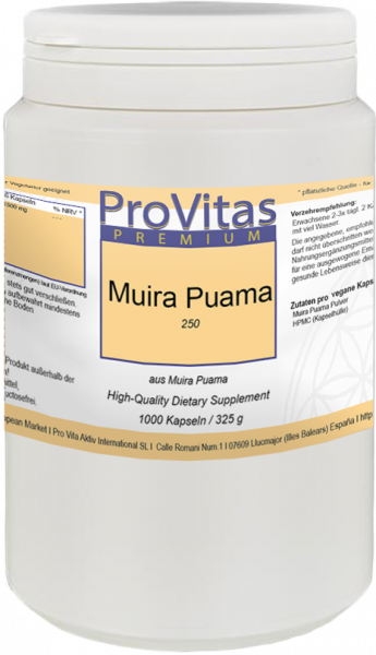 Muira Puama á 250 mg, 1000 Vega Kps bulk goods