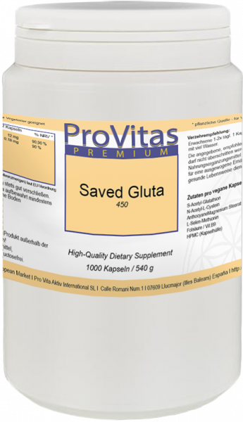 Saved Gluta 450 mg, 1000 Vega Caps., Bulk