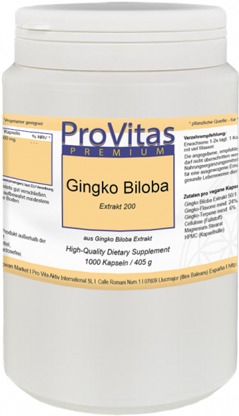 Gingko Biloba Extract 50:1, 200 mg, 1000 Vega Caps. Bulk